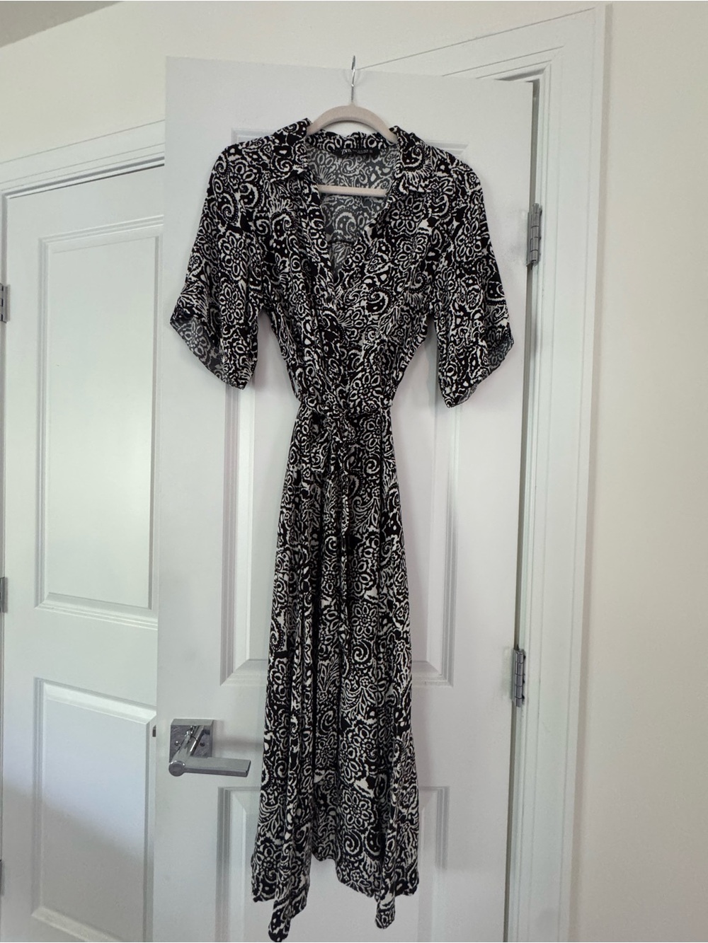 Zara Black & White Paisley Wrap Dress